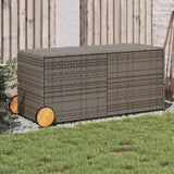 Garden Storage Box with Wheels Grey 283L Poly Rattan