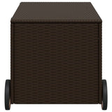 Garden Storage Box with Wheels Brown 190L Poly Rattan