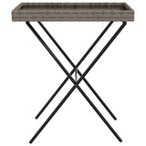 Folding Tray Table Grey 65x40x75 cm Poly Rattan