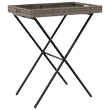 Folding Tray Table Grey 65x40x75 cm Poly Rattan