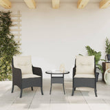 Garden Chairs with Cushions 2 pcs Black Poly Rattan