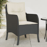 Garden Chairs with Cushions 2 pcs Black Poly Rattan