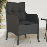 Garden Chairs with Cushions 2 pcs Black Poly Rattan