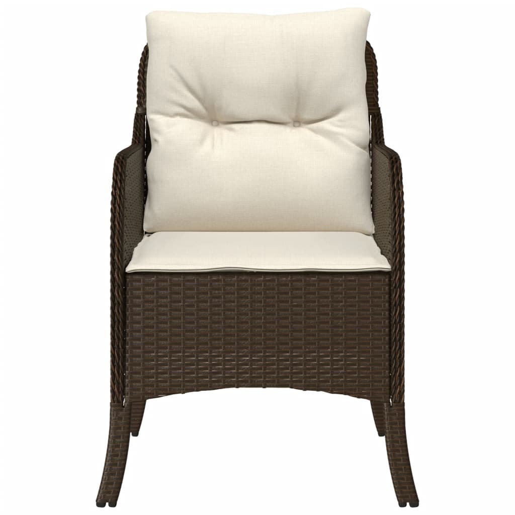 Garden Chairs with Cushions 2 pcs Brown Poly Rattan