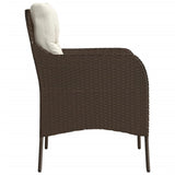 Garden Chairs with Cushions 2 pcs Brown Poly Rattan