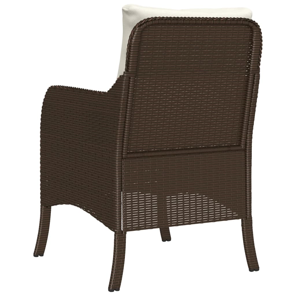 Garden Chairs with Cushions 2 pcs Brown Poly Rattan