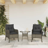 Garden Chairs with Cushions 2 pcs Grey Poly Rattan