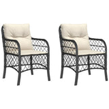 Garden Chairs with Cushions 2 pcs Black Poly Rattan