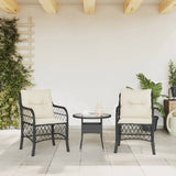 Garden Chairs with Cushions 2 pcs Black Poly Rattan