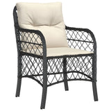 Garden Chairs with Cushions 2 pcs Black Poly Rattan