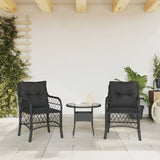 Garden Chairs with Cushions 2 pcs Black Poly Rattan