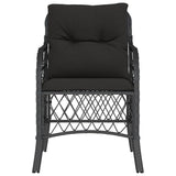 Garden Chairs with Cushions 2 pcs Black Poly Rattan