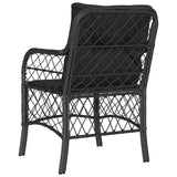 Garden Chairs with Cushions 2 pcs Black Poly Rattan