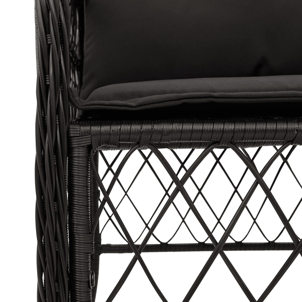 Garden Chairs with Cushions 2 pcs Black Poly Rattan