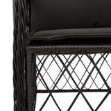 Garden Chairs with Cushions 2 pcs Black Poly Rattan