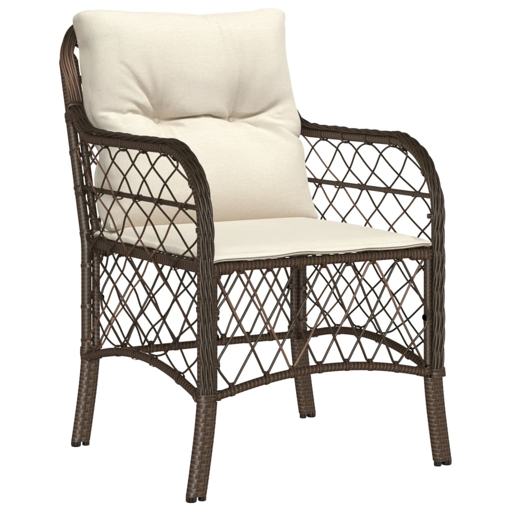 Garden Chairs with Cushions 2 pcs Brown Poly Rattan