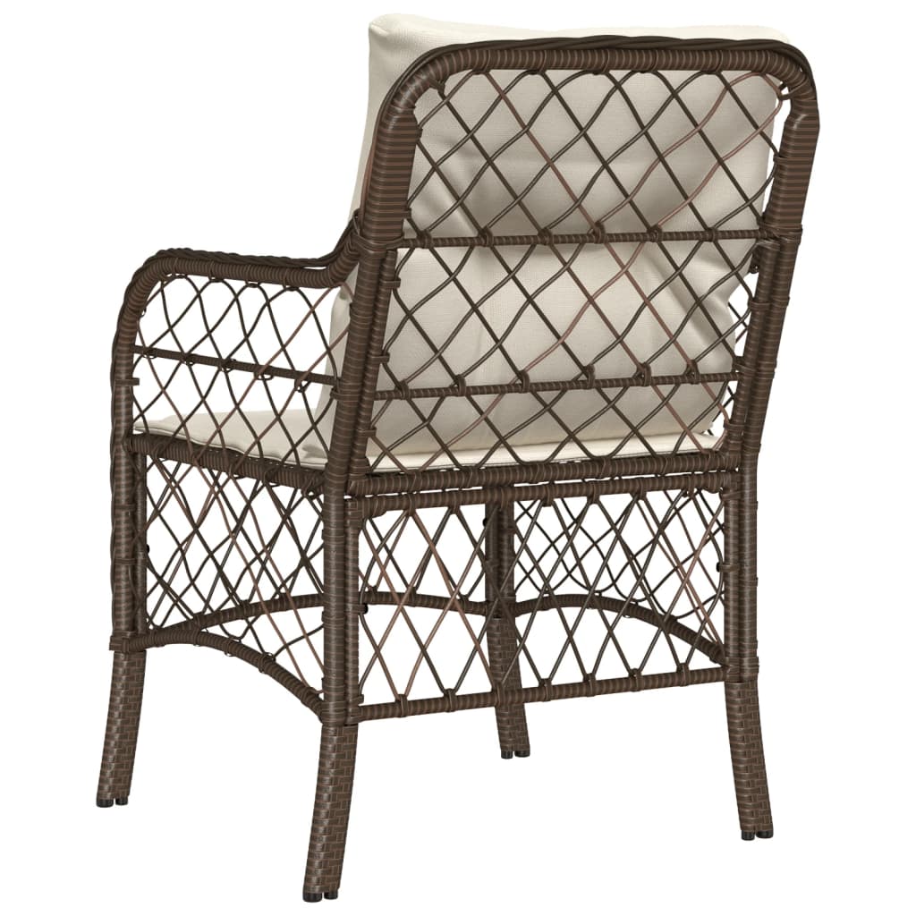 Garden Chairs with Cushions 2 pcs Brown Poly Rattan