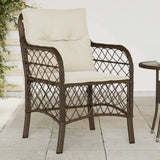 Garden Chairs with Cushions 2 pcs Brown Poly Rattan