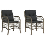 Garden Chairs with Cushions 2 pcs Grey Poly Rattan