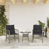 Garden Chairs with Cushions 2 pcs Grey Poly Rattan