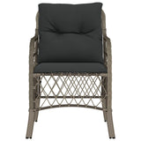 Garden Chairs with Cushions 2 pcs Grey Poly Rattan