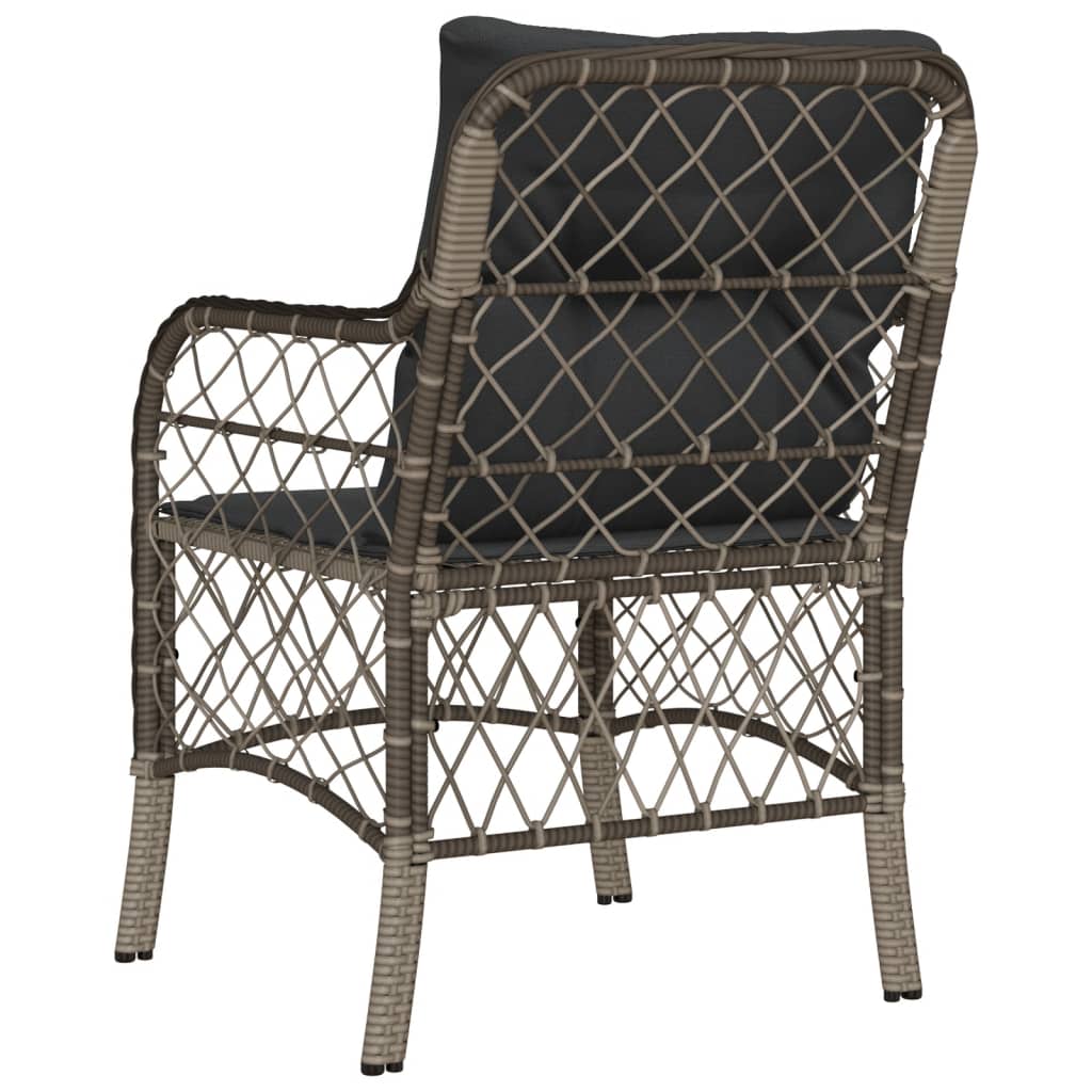 Garden Chairs with Cushions 2 pcs Grey Poly Rattan