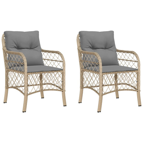 Garden Chairs with Cushions 2 pcs Mix Beige Poly Rattan