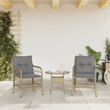 Garden Chairs with Cushions 2 pcs Mix Beige Poly Rattan