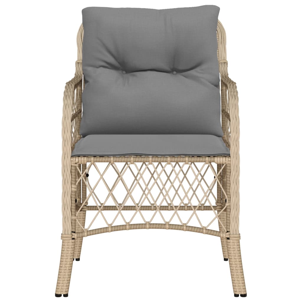 Garden Chairs with Cushions 2 pcs Mix Beige Poly Rattan