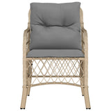 Garden Chairs with Cushions 2 pcs Mix Beige Poly Rattan