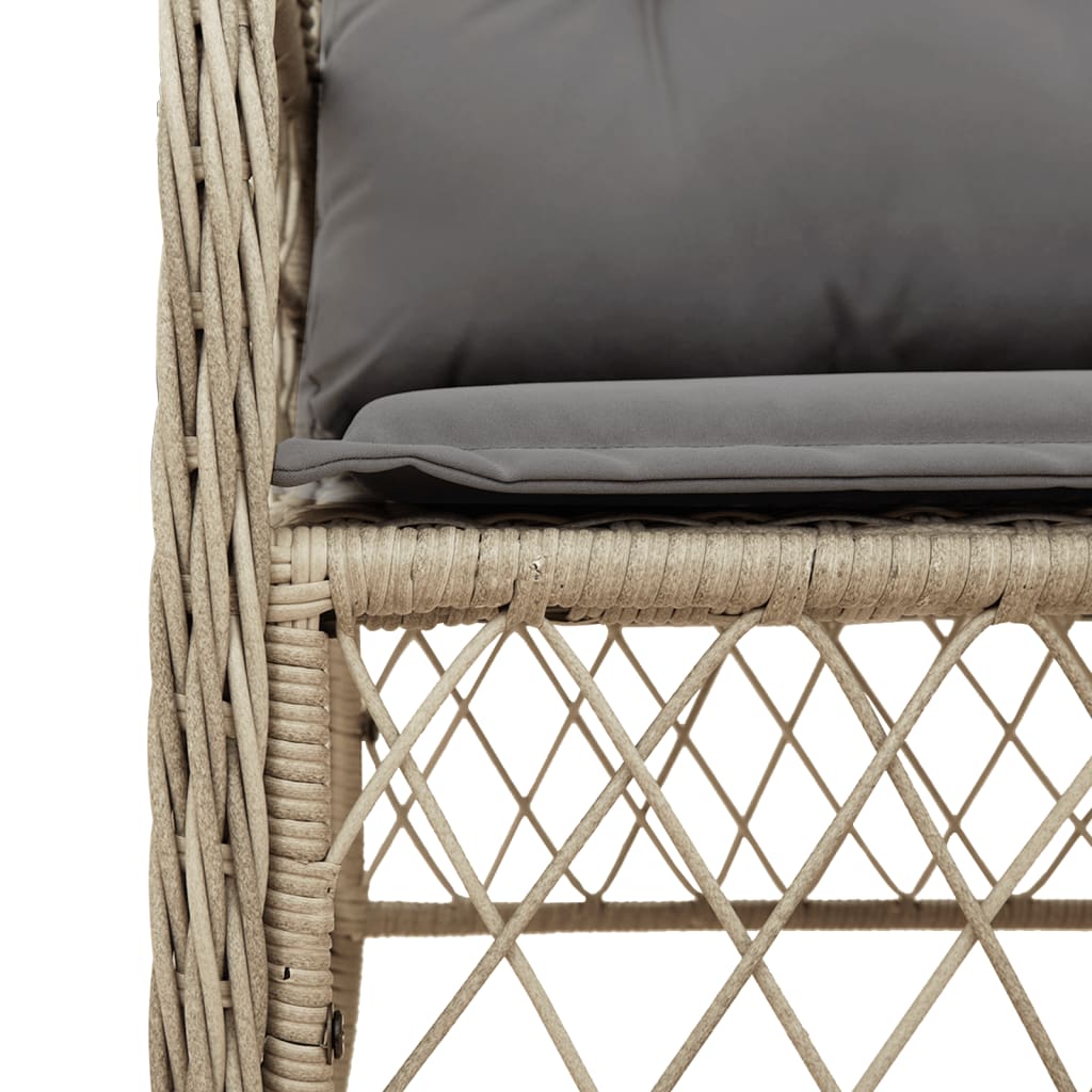 Garden Chairs with Cushions 2 pcs Mix Beige Poly Rattan