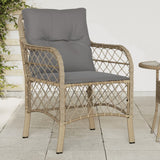 Garden Chairs with Cushions 2 pcs Mix Beige Poly Rattan