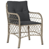 Garden Chairs with Cushions 2 pcs Light Grey Poly Rattan