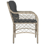 Garden Chairs with Cushions 2 pcs Light Grey Poly Rattan