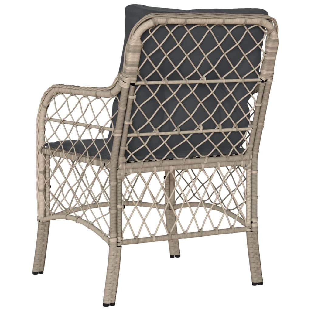 Garden Chairs with Cushions 2 pcs Light Grey Poly Rattan