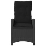 3 Piece Bistro Set with Cushions Black Poly Rattan