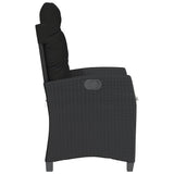 3 Piece Bistro Set with Cushions Black Poly Rattan