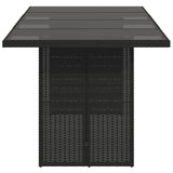 Garden Table with Glass Top Black 190x80x74 cm Poly Rattan