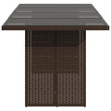 Garden Table with Glass Top Brown 190x80x74 cm Poly Rattan