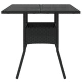 Garden Table with Glass Top Black 80x80x75 cm Poly Rattan