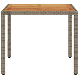 Garden Table with Acacia Wood Top Grey 90x90x75 cm Poly Rattan