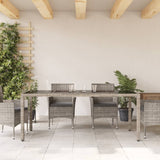 Garden Table with Glass Top Grey 190x90x75 cm Poly Rattan