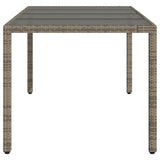 Garden Table with Glass Top Grey 190x90x75 cm Poly Rattan