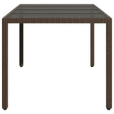 Garden Table with Glass Top Brown 190x90x75 cm Poly Rattan