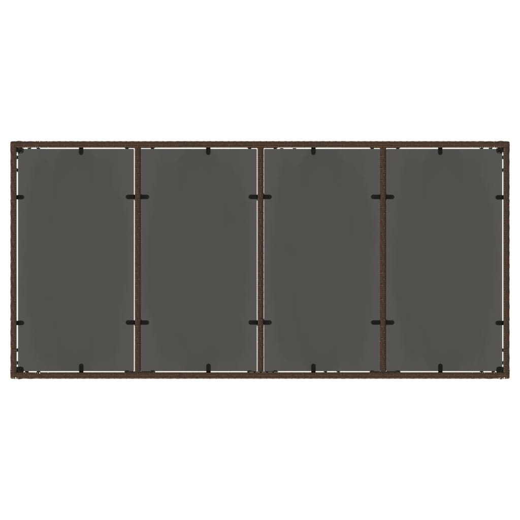 Garden Table with Glass Top Brown 190x90x75 cm Poly Rattan