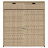 Garden Storage Cabinet Beige 105x55x113 cm Poly Rattan