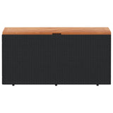 Garden Storage Box Black 110x50x54 cm Poly Rattan Acacia Wood