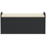 Storage Bench with Cushion Black 115x51x52 cm Poly Rattan
