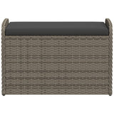 Storage Bench with Cushion Grey 80x51x52 cm Poly Rattan