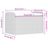 Storage Bench with Cushion Grey 80x51x52 cm Poly Rattan
